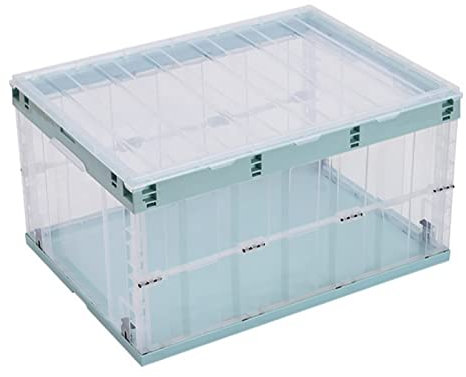 TUKA-i-AKUT 3x 55L Cajas de Almacenamiento Plegables con Tapa, Apilables Estables, con Asa, Organizador para Dormitorio Sala de Estar Armario Baño Cocina Estudio, Transparente, 3x 55L TKD8640 Verde