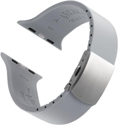 Archer Watch Straps - Cinturini Su Misura in Silicone per Apple Watch (Grigio Platino, Chiusura Argento, 44/45/46/49mm)