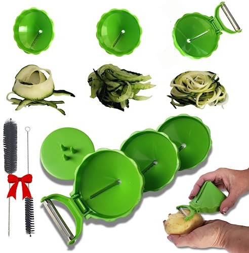 Cortador De Verduras - Picador De Verduras 4 En 1 Es Pelador De Patatas, Espiralizador Y Picadora Manual Ideal Para Ensaladas, Pasta Calabacín, Zanahoria, Pepino Etc.