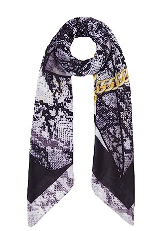 Liu-jo Damen Schal Schwarz 100% Polyester Tierdruck Herbst Winter 2023/24