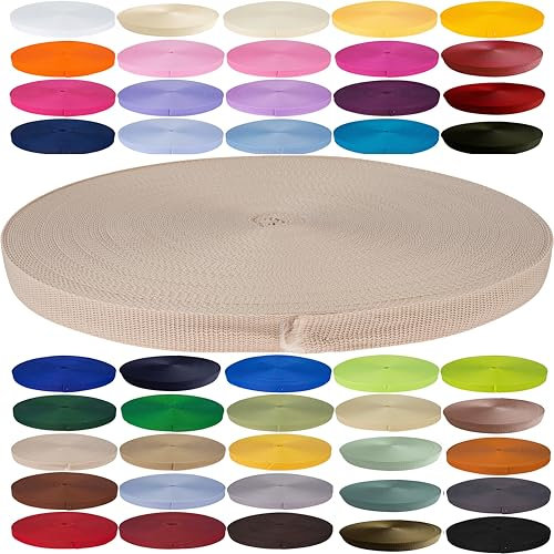 KBBB Gurtband Polypropylen 2m oder 5m lang - 32 Farben Breiten: 20mm 25mm 30mm 40mm 50 mm