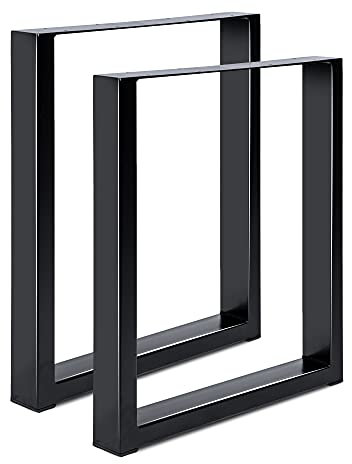 Magnetic Mobel 2 x Tischbeine aus Metall für Schreibtisch Esstisch, Möbelfüße Tischgestell Tischuntergestell Tischkufen (Schwarz | Profil 8x4 cm, 60x40 cm (Couchtisch))