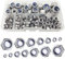 150 Dadi Autobloccanti M12/M10/M8/M6/M5/M4/M3, Dadi Bloccaggio in Acciaio Inox, Dadi esagonali con Parte di Bloccaggio in plastica nylon (Argento)
