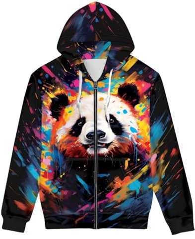 GLUDEAR Sweat à capuche fantaisie pour homme avec impression 3D, Peinture panda éclaboussure, Small