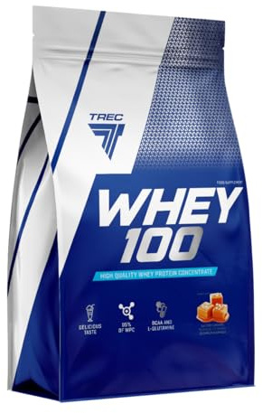 TREC Nutrition WHEY 100 - Salted Caramel- 900G - Premium Whey Protein Concentrate for Muscle Growth | Fast-Absorbing & Quality Protein Powder with BCAAs and Glutamine