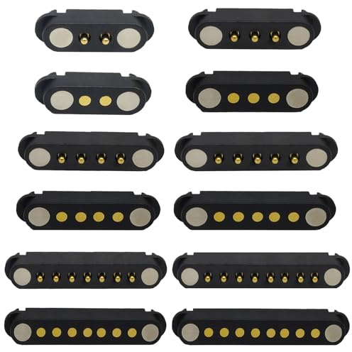 Lot de 2 paires de connecteurs magnétiques Pogo Pin 2/3/4/5P 2 A Mâle + Femelle 2,54/2,5 mm Trous traversants Connecteurs à ressort Prise d'alimentation CC Connecteur de sonde de charge d'alimentation