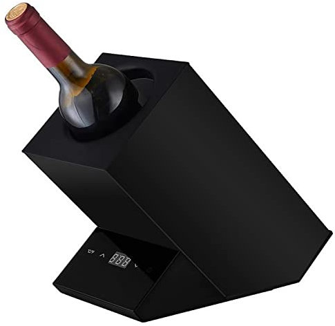 Enfriador de Vino eléctrico, Cubo para Vino Tinto y Blanco de 750 ml o Algo de champán, Enfriador de Vino sin Hielo de una Sola Botella de Acero Inoxidable, Accesorio de Vino para Cocina, Bar, RV, r