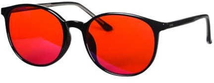 SHINU Rote Brille, Blaulicht-Brille für besseren Schlaf, Blaulicht-blockierende Brille, orangefarbene Gläser, Tr90 (C1 ROTE LINSE)
