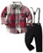 Kunyeah Junge Gentleman Plaid Outfits Kleinkind Langarm-Shirt mit Schleife Krawatten Hosenträger Hosen Kind Kleid Anzug für 1-6 Jahre