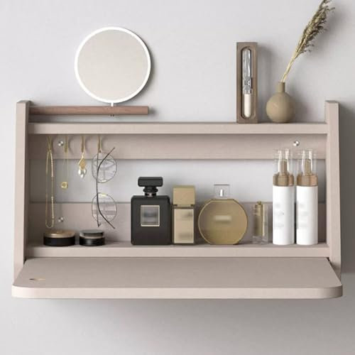 Wandklapptisch Aus Holz,Klapptisch Wand,Wandtisch Klappbar,Wandklapptisch Mit Stauraum,Schreibtisch Klappbar Wand,Klapptisch,Kleiner Klapptisch,Schreibtisch Klappbar,Platzsparender(Gray,W60cm)