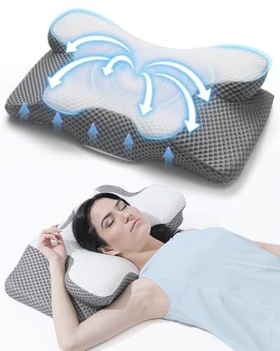 Trongle Memory Foam Kissen, Nackenstützkissen, ergonomisches Kopfkissen, geeignet für Seiten, Rücken und Bauchschläfer (Grau)