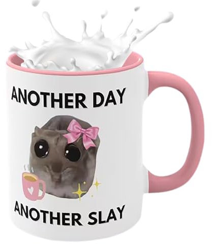 Hamster-Tasse, traurige Hamster-Kaffeetasse - Mit Fliege verzierte lustige Keramiktasse | Einzigartiges trauriges Hamster-Design, Kaffeetassen mit 350 ml. Urkomische lustige Tasse, die jeden zum Lache