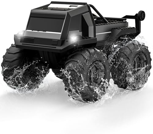 ACAMMZAR Amphibisches Ferngesteuertes Auto für Kinder, 1:16 4WD RC MonsterTruck Off-Road Indoor & Outdoor, 60Min+ Spielzeit, mit Licht, Stunt, 360° Spin, DIY für 4 5 6 7 8 9 Jahre oder Erwachsene