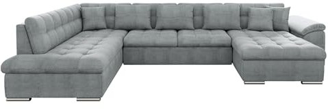 Mirjan24 Eckcouch Ecksofa Niko, Design Sofa Couch mit Schlaffunktion U-Sofa Große Farbauswahl Wohnlandschaft (Ecksofa Rechts, Flow 17)