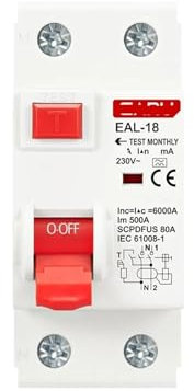 WGJJPQYK Disjoncteur électromagnétique à Courant résiduel 2P 32A 300mA Type A, disjoncteur différentiel, Interrupteur de sécurité(2P 32A)