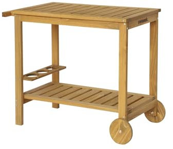 sweeek - Desserte extérieure 95 cm en Bois avec Roues et poignée. Bois Naturel. L 95 x l 47 x h 74cm