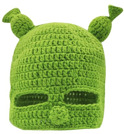 Grüner Hut für den ganzen Kopf, niedlicher grüner Hut mit Ohren, lustige grüne Beanie-Mütze, Geschenke für Erwachsene, Schatz, Halloween, Cosplay