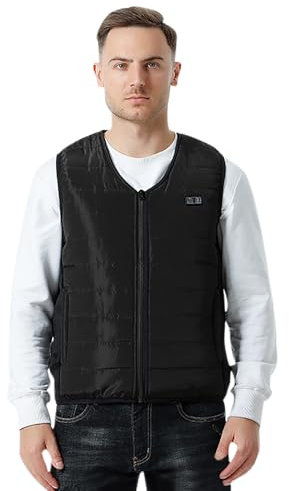 Kelandoom Gilet Chauffant Électrique Sans Batterie,Batterie Externe Veste Chauffante Blouson Chauffant Homme Zones De Chauffage 3 Niveaux De Chauffage Pour Camping Le Ski En Plein Air