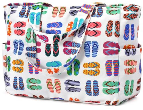 oscaurt Strandtasche Groß Tote Bag Wasserdichte Badetasche Faltbar Reisetasche Sporttasche Urlaub Must Haves Einkaufstasche mit Reißverschluss Travel Bag