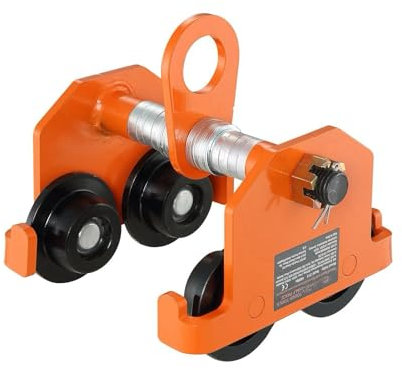 TRSGD Manuelle Laufkatze, Tragkraft 6600 lbs, Doppelräder, verstellbare I-Träger-Flanschbreite, 2,5 bis 8 Zoll, robuster Garagenaufzug aus legiertem Stahl, gerader, gebogener I-Träger