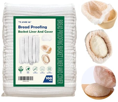 50 Gärkörbchen Vlies-Einlagen - Antihaft-Teigtuch für Brotkörbe, Lebensmittelecht, Ersatz für Bäckerleinen, Elastischer Banneton-Korbeinsatz, Sauerteigbrot, Backzubehör, (Bäckerleinen Oval & Round)