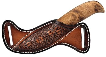 TOURBON Leather Fixed Blade Knife Sheath for Belt EDC Pocket Knife Holder Handmade Gift for Men