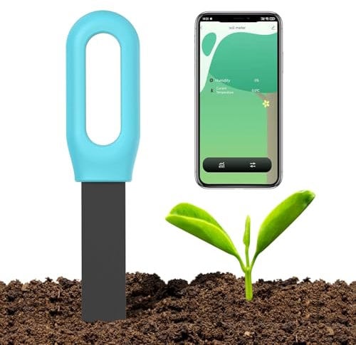 RISOON Intelligenter Zigbee-Bodenfeuchtigkeitssensor, Zigbee-Hub erforderlich, genaue Messung, kapazitive Sonde, Feuchtigkeits-/Temperaturmessgerät für Gartenpflanzung, kompatibel mit Homey, Hubitat