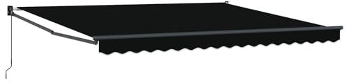 vidaXL Toldo retráctil Manual Negro 400x300 cm, Tela de Repuesto para toldo Marco de 4x3 m Negro