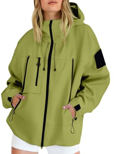 FUPODD Regenjacke Damen Wasserdicht Atmungsaktiv Übergangsjacke Mit Kapuze Regenmantel Fahrrad Trenchcoat Sport Windbreaker Jacke Leicht Outdoorjacke Reisen Softshelljacke Frauen Treking Wanderjacke