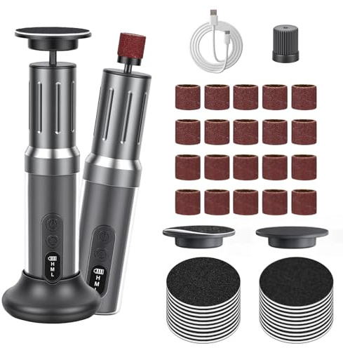 Glovios Pedicure Elettrico Professionale Piedi, Lima Elettrica Calli con 20 Dischetti Sostituibili, Rotazione 360°, Attrezzi per Cura dei Piedi per Talloni Screpolati, Calli