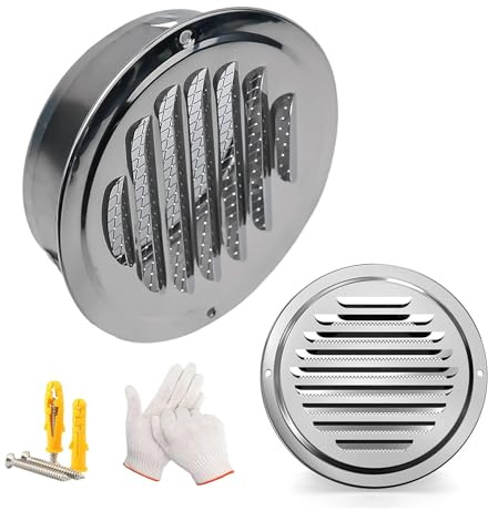 Copertura Di Ventilazione Rotonda Griglie Di Ventilazione In Acciaio Inox Di Alta Qualità Griglia Aerazione A Parete Per Garage Cucina Bagno Cantina Con Zanzariera(200mm/7.9in)