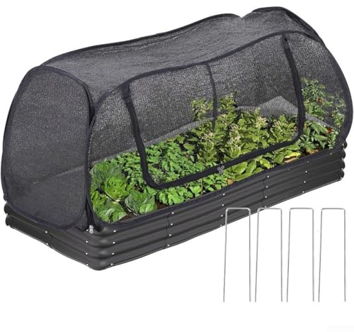 Schutzhülle für Hochbeete mit Schnellaufbau-Design und Materialien, schafft ein wohltuendes Klima, um schnellere Keimung und Wachstum zu fördern (292,1 x 127 x 114,3 cm, schwarz)