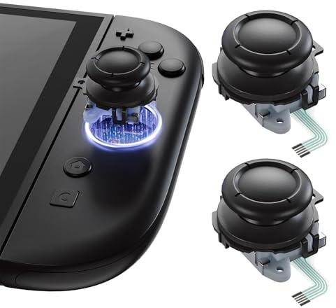 eXtremeRate Joystick 3D de Repuesto para Nintendo Switch 2, Palanca Analógica Izquierda y Derecha para Joycon 2 con Herramientas de Reparación, Multicolor (Negro)