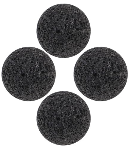 MAGICLULU 4 Sauna Lavasteine Rund 4cm aus Natürlichem Vulkangestein Sauna Dampfbad Steine für Aromatherapie Diffusor und Saunazubehör