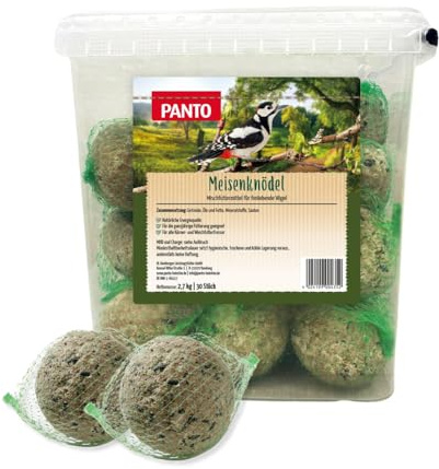 PANTO Meisenknödel 50 Stck. im Netz - Wildvogelfutter ganzjährig, Körnermischung für Wildvögel ohne Weizen, Hafer & Gerste, Vogelfutter für Meisen und andere Körnerfresser