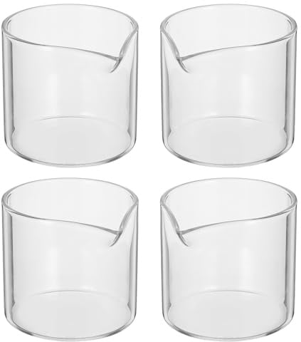 Pichet en Verre Mini Vintage 4pcs, Récipient à Lait Transparent 110ml | Doseuse Lait Verre, Pichet à Jus Verre, Pichet à Lait pour Restaurants et Hôtels
