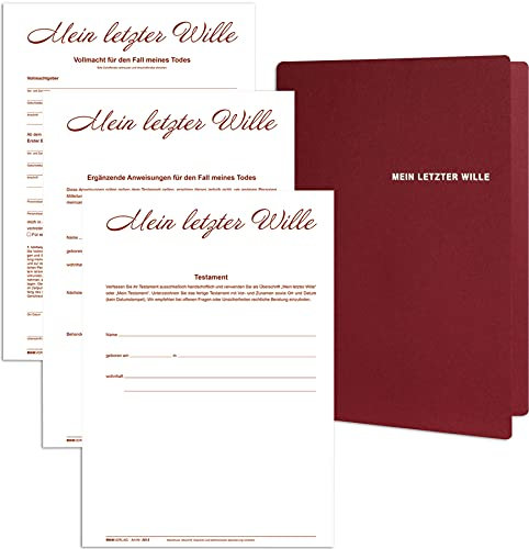 RNKVERLAG 2898 - Testament „Mein letzter Wille“ in einer hochwertigen Mappe für 2 Personen inkl. Schreibbogen, Vollmacht und Anweisung für den Todesfall, 1 Stück