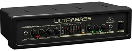 Behringer ULTRABASS BXD3000H Testa amplificatore per basso leggera da 300 Watt a 2 canali con analizzatore di spettro FBQ, processore per bassi e compressore