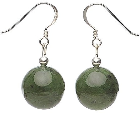 Ohrringe Ohrhänger aus echter Jade 925 Silber grün dunkelgrün Ohrschmuck Damen