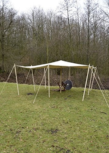 Battle-Merchant Hochwertige reißfeste Lagerplane/Sonnensegel mit Schlaufen, 250g/m², naturfarben Zeltplane LARP Verschiedene Größen (Größe 4 x 5 m)