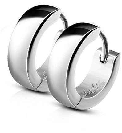 Bungsa CREOLEN mit Clipverschluss Edelstahl silber | 1 Paar = 2 Stück | für Damen & Herren/Frauen & Männer