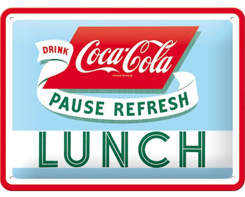 Nostalgic-Art 26223, Coca-Cola-Lunch, Blechschild 15x20 cm, Metall, Bunt, 15 x 20 x 0.2 cm