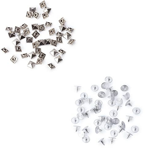 100 Stück Spike-Bolzen Nieten von Square Pyramid für Lederkleidung Jeans Taschen künstlerische und handwerkliche Verzierungen vom Trimming Shop, metall, silber, 10mm x 10mm