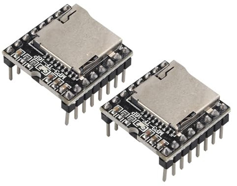 HALJIA DF-Player Mini MP3-Player Modul, direkter Anschluss an Lautsprecher, unterstützt TF-Karte, U-Disk IO/Serial Port/AD DIY Kit kompatibel mit Arduino Raspberry Pi schwarz