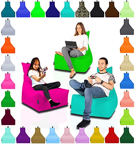 Lounge Sitzsack Liege Beanbag 32 Farben wählbar 90cm(Ø) Rückenlehne Bodenkissen Indoor Outdoor Sitzsäcke Gaming Kinder Bean Bag Erwachsene Riesensitzsack gefüllter Sessel(Anthrazit)