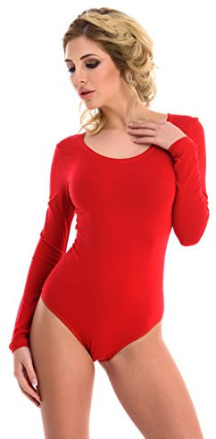 Magi Langarm Damenbody | Stringbody mit Rundhals |Overall Bodysuit Ballett Trikot für Frauen | Unterzieh-Body mit optimaler Passform | sportlicher Tanz-Body (M, Rot)