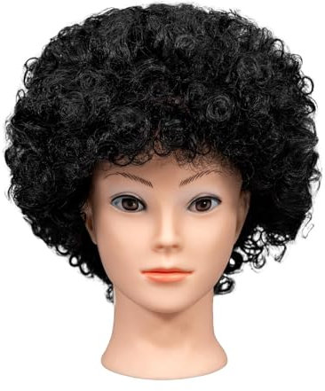 SHATCHI Afro Wigs Curly Bouncy Hair For Fancy Dress Party Costume Disco Accessory Unisex 60s 70S 80s Theme,Black