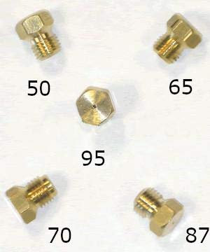 Jeu de conversion de GPL - Cuisinière à gaz 5 brûleurs - Gicleur de propane et de butane, 1 de 0,50 cm, 1 de 0,65 cm, 1 de 0,70 cm, 1 de 0,87 cm, 1 de 0,95 cm