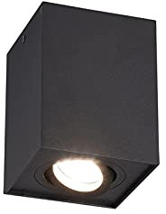 meineWunschleuchte Eckiger 1-flammiger Aufbaustrahler Metall Schwarz matt, Höhe 12,5cm