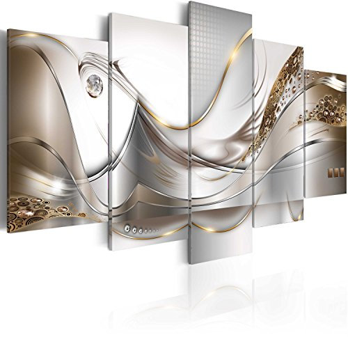 B&D XXL - Peinture acrylique Abstrait 200x100 cm - Effet texturé ou coup de pinceau - Décoration avec finition faite à la main - Finition artisanale - Abstrait Glamour Argent a-A-0004-b-o